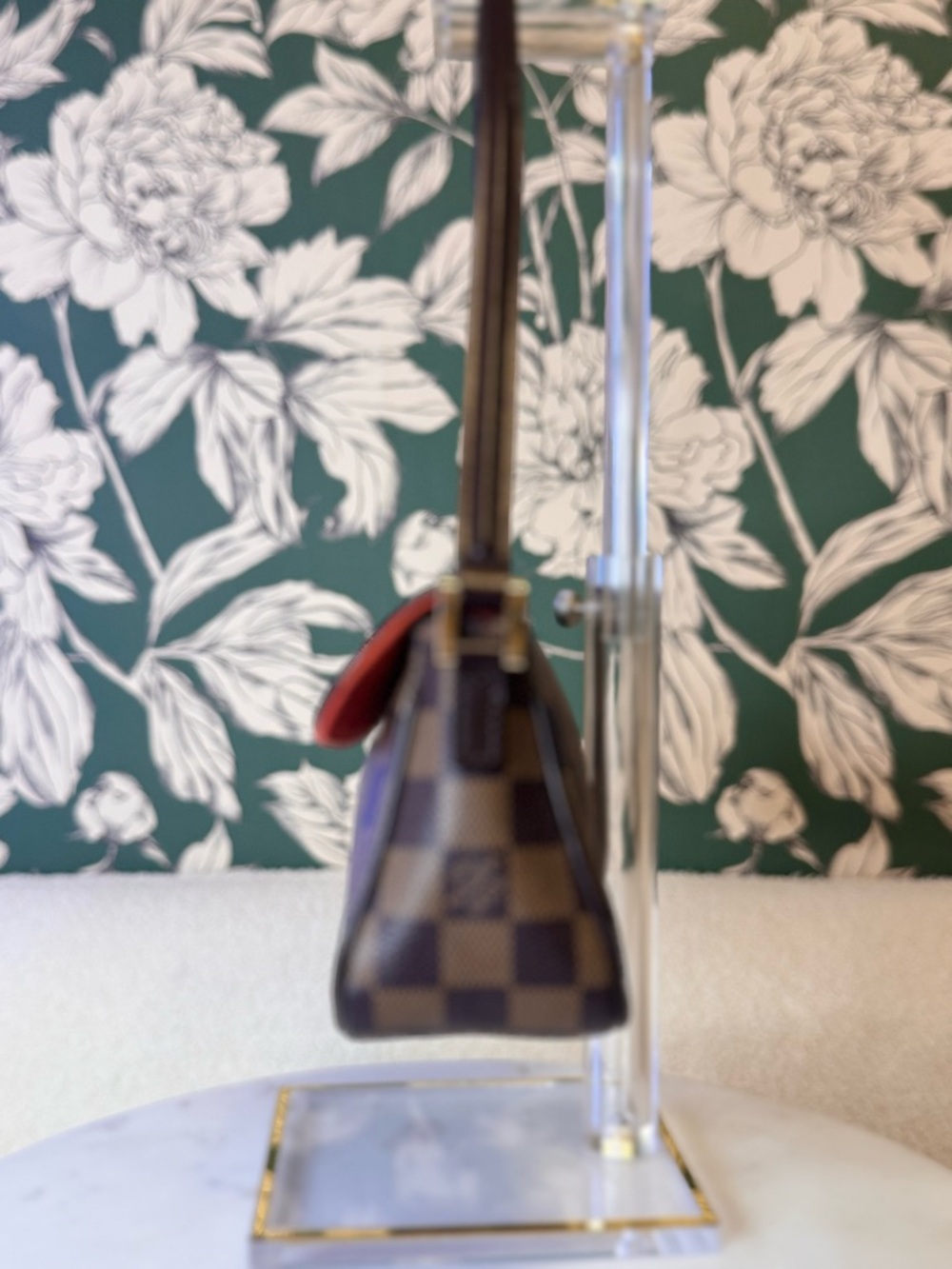 Louis Vuitton Authentic Damier Shoulder Bag with Red Trim and flap closure EUC - Picture 3 of 12